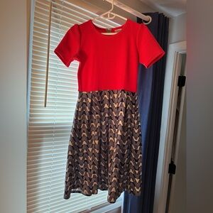 LuLaRoe Coral and Blue Fit and Flare Casual Dress